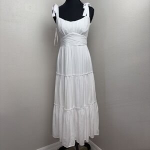 Trixxi Tie Waist Dress Women's Medum Lined Midi Length Romantic Cottage Boho